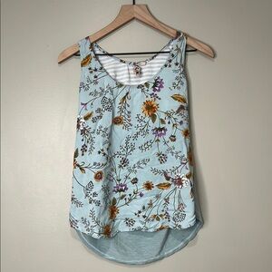 Dolan Anthropologie Blue Floral Tank Top Left Coast Collection Womens XS
